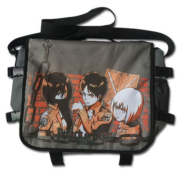 Attack On Titan Canvas Shoulder School Bag Messenger Gray Blue Backpack Anime 
